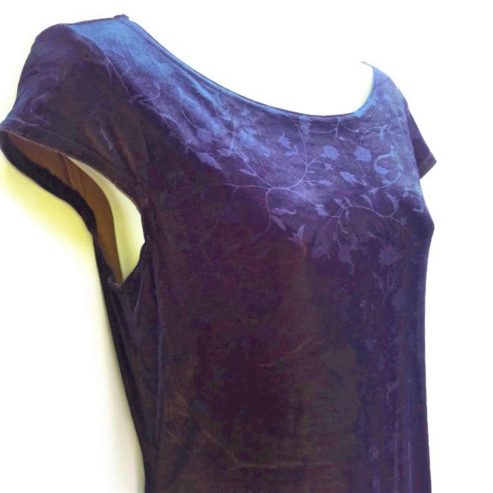 VeLVeT Vintage 90s Illusion Maxi Dress Sheath Knapp Studio Navy Gold Floral - Picture 4 of 6